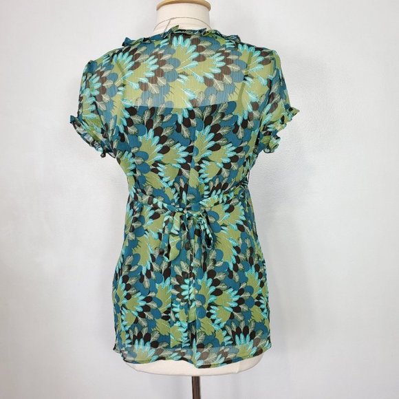 Duo Maternity 2 Piece Short Sleeve Textured Chiffon Tie Back Top Size M - Picture 8 of 12